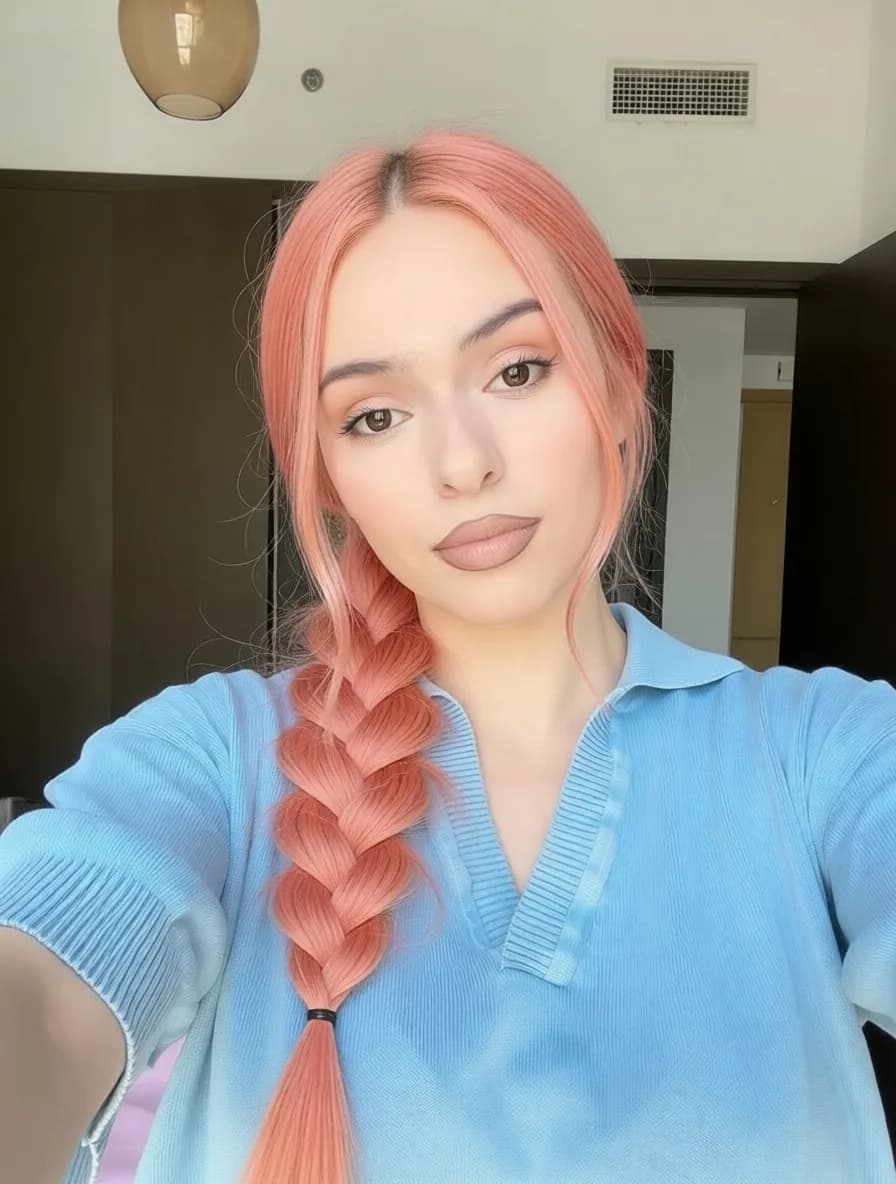 hair to french braid and strawberry blonde — AI color analysis and styling preview by Palette Hunt